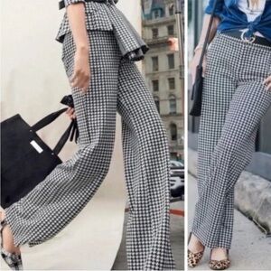 Cabi #3921 Houndstooth Trouser Wide Leg Pants Black White 12 ~EUC